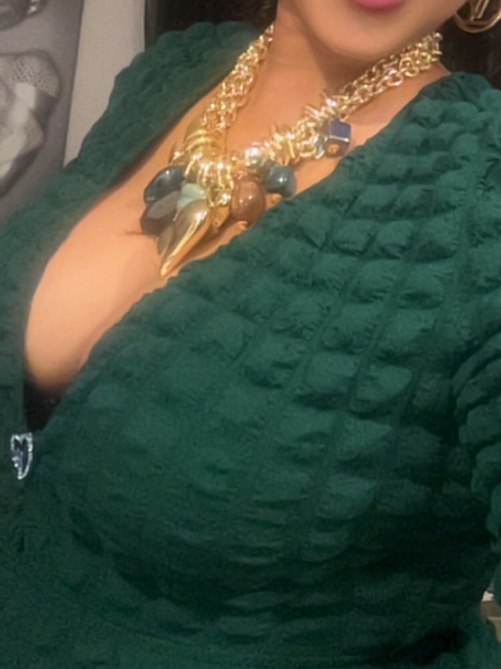 Gold-Tone Multi-Charm Necklace with Teal Accents - Picture 7 of 9